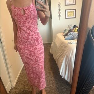 Zara Pink Swirl Midi Dress